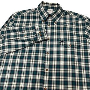 Brooks Brothers 1818 Regent Fit Green Plaid Long Sleeve Shirt Size XL